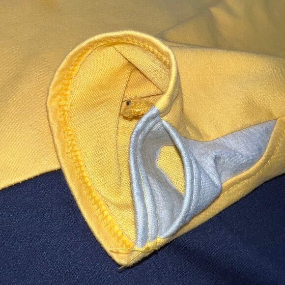 Boutique Womens Sweatshirt Pullover Drawstring Cowl Neck Colorblock Blue Yellow - Picture 6 of 11